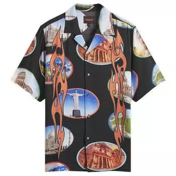 Рубашка с коротким рукавом Pleasures 7 Wonder Camp Shirt, черный