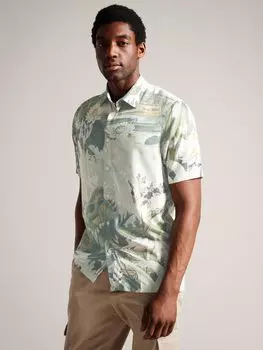 Рубашка с коротким рукавом с цветочным принтом Ted Baker Oulart, белый/разноцветный