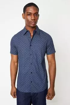 Рубашка с коротким рукавом с моно-крестом и ромбовидным принтом Burton, темно-синий