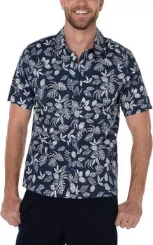 Рубашка с коротким рукавом с пальмовым принтом Liverpool Los Angeles, цвет Blue/Porcelain