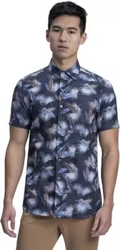 Рубашка с коротким рукавом с ромбовидным принтом Orson BUGATCHI, цвет Midnight