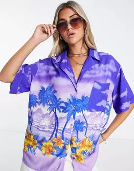 Рубашка с коротким рукавом с тропическим принтом ASOS DESIGN