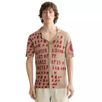 Рубашка с коротким рукавом Scotch & Soda Jacquard Knitted, бежевый