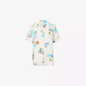 Рубашка с коротким рукавом Seafolly Sunset из смесового льна, экрю