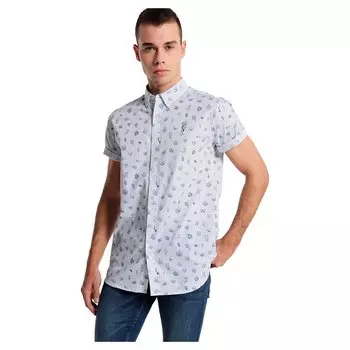 Рубашка с коротким рукавом Six Valves Popelin Ocean Print Confort, коричневый