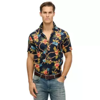 Рубашка с коротким рукавом Superdry Hawaiian Print, синий