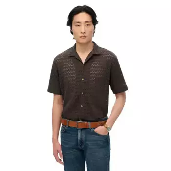Рубашка с коротким рукавом Superdry Knitted Texture, коричневый