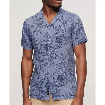 Рубашка с коротким рукавом Superdry Open Collar Print, синий