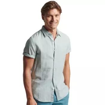 Рубашка с коротким рукавом Superdry Studios Linen, синий