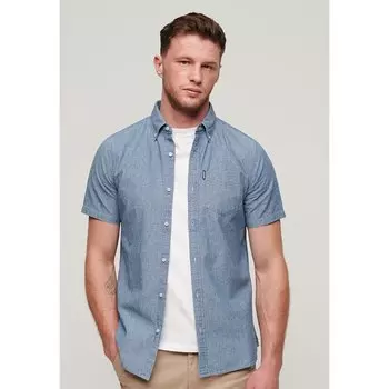 Рубашка с коротким рукавом Superdry Vintage Chambray, синий