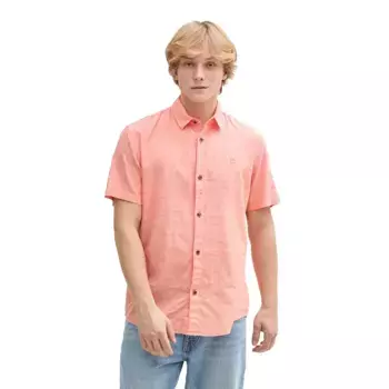 Рубашка с коротким рукавом Tom Tailor Cotton Linen, оранжевый