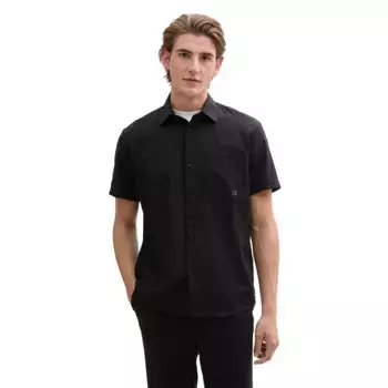 Рубашка с коротким рукавом Tom Tailor Relaxed Slubyarn, черный