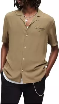 Рубашка с коротким рукавом Underground AllSaints, цвет Khaki Brown/Jet Black