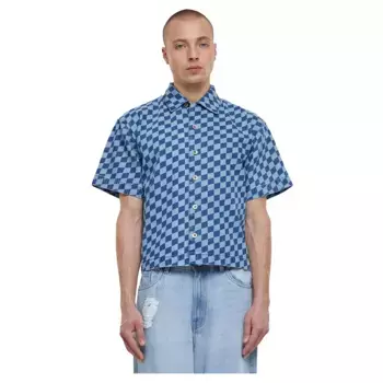 Рубашка с коротким рукавом Urban Classics Laser Check Printed Boxy, синий