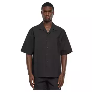 Рубашка с коротким рукавом Urban Classics Relaxed Seersucker, черный