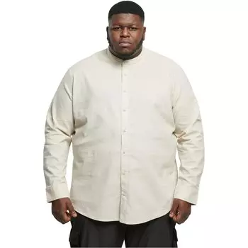 Рубашка с коротким рукавом Urban Classics Stand Up Collar, бежевый