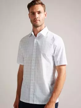 Рубашка с коротким рукавом в клетку Ted Baker Udine, белый/синий