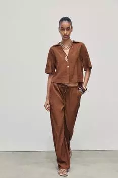 Рубашка с коротким рукавом ZARA, цвет Terracotta
