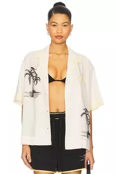 Рубашка с коротким рукавом Zimmermann, cream palm