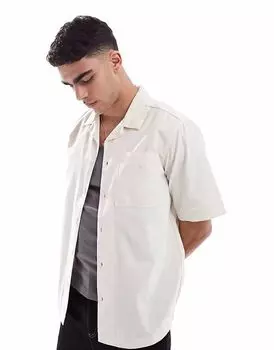 Рубашка с короткими рукавами Adidas Originals Essentials из сирсакера в цвете Wonder White