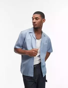 Рубашка с короткими рукавами Carhartt WIP delray синего цвета