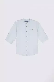 Рубашка с короткими рукавами Coccodrillo синий с воротником-стойкой