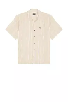 Рубашка с короткими рукавами Cru в расслабленном стиле slub Brixton, hazelnut & painterly stripe