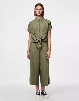 Рубашка с короткими рукавами цвета темно-зеленого лишайника Pieces