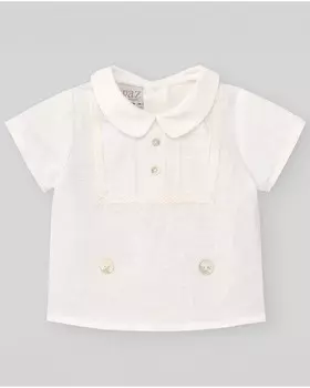 Рубашка с короткими рукавами для мальчика с вышивкой Paz Rodrguez, светло-бежевый