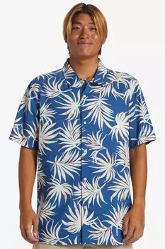 Рубашка с короткими рукавами для пляжного клуба Quick с принтом листьев Quiksilver, синий