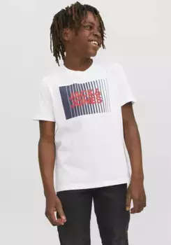 Рубашка с короткими рукавами для подростков Jack & Jones "JJECORP LOGO TEE PLAY SS O-NECK NOOS JNR" Jack & Jones Junior, белый