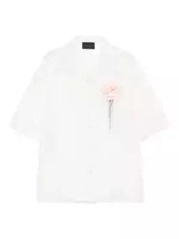 Рубашка с короткими рукавами и цветочной аппликацией Simone Rocha, белый