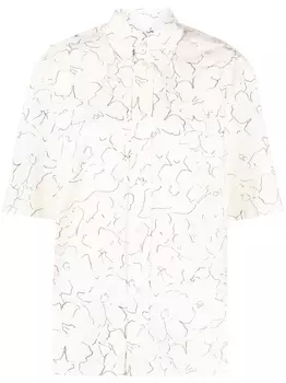 Рубашка с короткими рукавами и цветочным принтом Plan C, бежевый