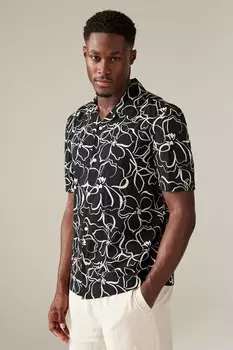 Рубашка с короткими рукавами и цветочным принтом Next, черный