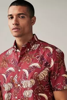 Рубашка с короткими рукавами и цветочным принтом Next, красный