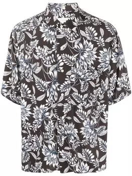 Рубашка с короткими рукавами и цветочным принтом Tintoria Mattei, черный