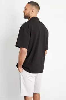 Рубашка с короткими рукавами и фактурным воротником Threadbare, черный