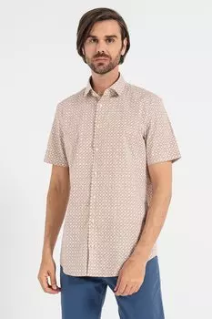 Рубашка с короткими рукавами и фигурным узором Pierre Cardin, бургундия