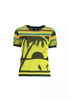 Рубашка с короткими рукавами и контрастной деталью Desigual, желтый