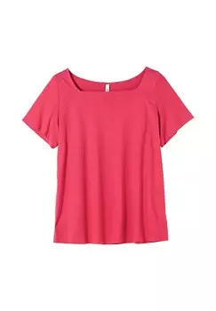 Рубашка с короткими рукавами и квадратным вырезом Sheego, пурпурный