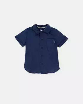 Рубашка с короткими рукавами и нагрудным карманом Tutto Piccolo, тёмно-синий