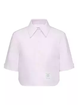 Рубашка с короткими рукавами и нашивкой-логотипом THOM BROWNE, розовый