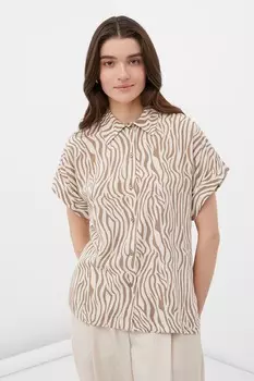 Рубашка с короткими рукавами и острым воротником Finn Flare, бежевый