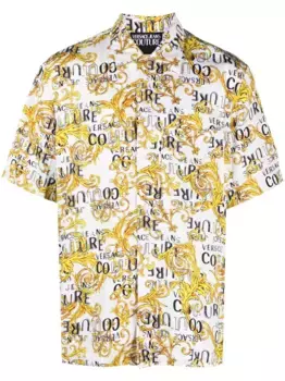 Рубашка с короткими рукавами и принтом Baroque Versace Jeans Couture, белый