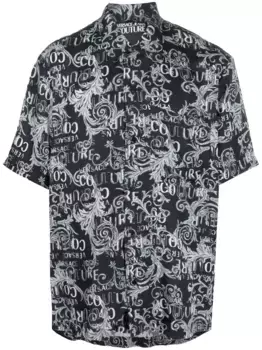 Рубашка с короткими рукавами и принтом Baroque Versace Jeans Couture, черный