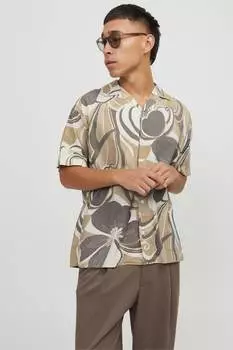 Рубашка с короткими рукавами и принтом Jack & Jones, коричневый
