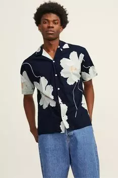Рубашка с короткими рукавами и принтом Jack & Jones, синий