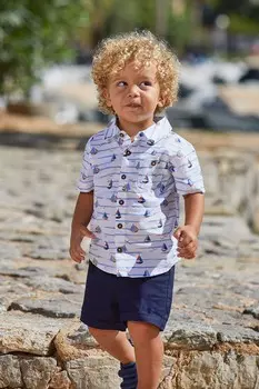 Рубашка с короткими рукавами и принтом Jojo Maman Bb, белый