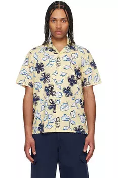 Рубашка с короткими рукавами и принтом «Юкка» желто-синего цвета PS by Paul Smith