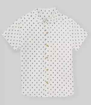 Рубашка с короткими рукавами и принтом листьев Class Club для больших мальчиков 8–20 лет, белый